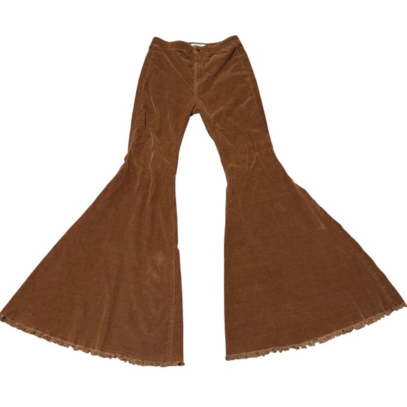 Free People Pants - Free People Corduroy Extreme Bell Bottom Pants Country Western Size 26